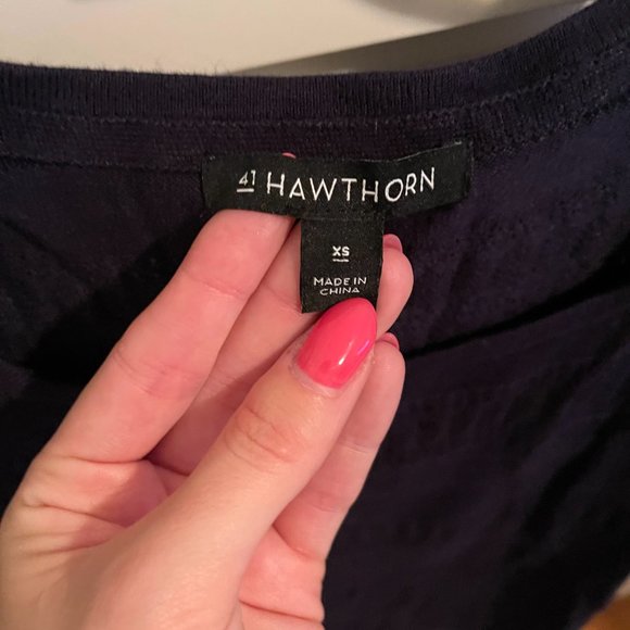 41 HAWTHORN Laina Pointelle Elbow Sleeve Sweater - XS - Navy - Picture 4 of 5